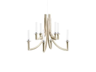 Candelabru Kartell Khan design Philippe Starck, d 77cm, 8x max 5W E14, sampanie