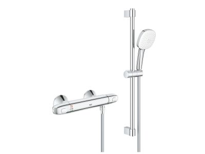 Baterie dus termostatata Grohe Grohtherm 1000 cu set de dus Tempesta Cube, crom