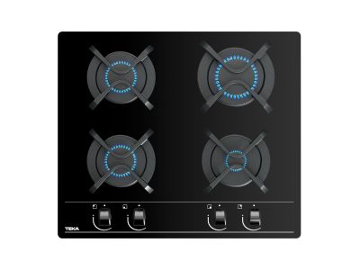 Plita gaz incorporabila Teka GBC 64000 KBN 60 cm, 4 arzatoare, gratare fonta, cristal negru