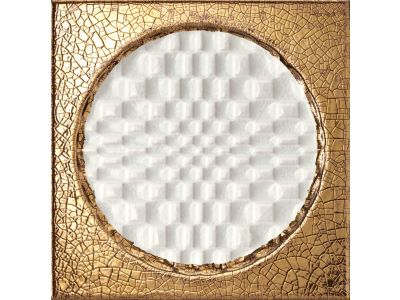 Decor faianta Iris Citta di Faenza 15x15cm, 10mm, Bianco Decoro Oro Glossy