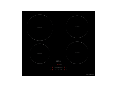 Plita cu inductie incorporabila Midea MIH740F238K0, cu 4 zone, 60 cm, Slider Touch Control, 7,4 kWnegru