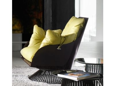 Fotoliu rotativ Gamma Dandy Gloss, piele Club C032, HandMade in Italy