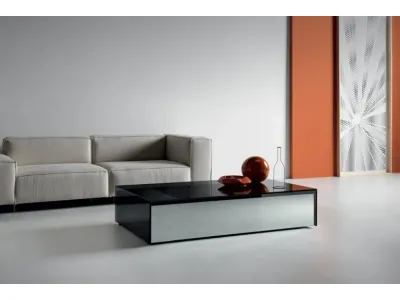 Masuta Tonelli Design Gotham, design Leonardi Marinelli, 130x65cm, h 33cm, un sertar cu inchidere lenta si front oglinda, sticla Fume