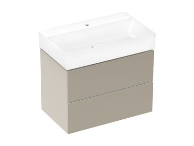 Set mobilier Hansgrohe Xevolos E cu dulap baza 2 sertare, front ceramic bronz texturat si lavoar 80x40 alb cu ventil cu preaplin