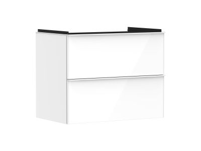 Dulap baza suspendat Hansgrohe Xelu Q cu 2 sertare, 78cm, alb lucios, manere alb mat
