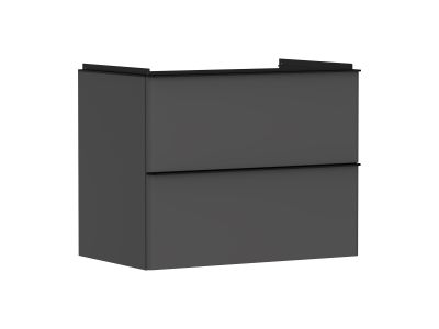 Dulap baza suspendat Hansgrohe Xelu Q cu 2 sertare, 78cm, gri diamant mat, manere negru mat