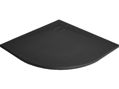 Cadita dus semirotunda slim Radaway Kyntos A 100x100x3cm, marmura, negru