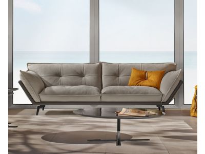Canapea Gamma Dandy Hollywood cu 3 locuri, 258cm, piele Zero Impact F301 si Nabuk H265, HandMade in Italy