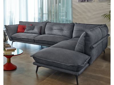 Canapea de colt Gamma Dandy Hollywood 332x263cm dreapta, piele Deluxe Sauvage J726, HandMade in Italy