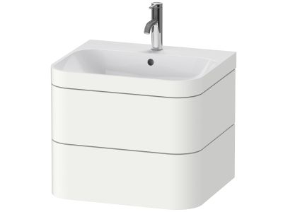 Set mobilier Duravit Happy D.2 Plus 60cm cu lavoar si dulap baza cu doua sertare, alb mat satinat