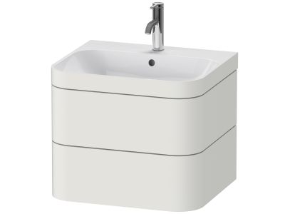 Set mobilier Duravit Happy D.2 Plus 60cm cu lavoar si dulap baza cu doua sertare, alb nordic mat satinat