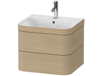 Set mobilier Duravit Happy D.2 Plus 60cm cu lavoar si dulap baza cu doua sertare, furnir stejar mediteraneean