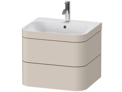 Set mobilier Duravit Happy D.2 Plus 60cm cu lavoar si dulap baza cu doua sertare, taupe super mat