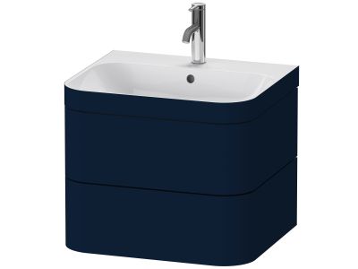 Set mobilier Duravit Happy D.2 Plus 60cm cu lavoar si dulap baza cu doua sertare, albastru inchis satinat mat lacuit