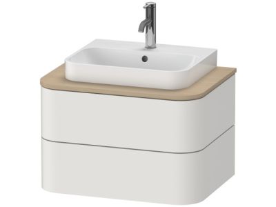 Dulap baza suspendat Duravit Happy D.2 Plus 65cm, cu 2 sertare, alb nordic mat satinat