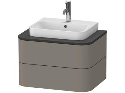 Dulap baza suspendat Duravit Happy D.2 Plus 65cm, cu 2 sertare, gri ciment mat