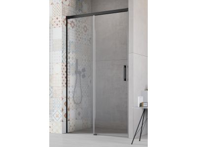 Usa de nisa culisanta Radaway Idea Black DWJ 140 L profil negru sticla 1400x2005 6 mm