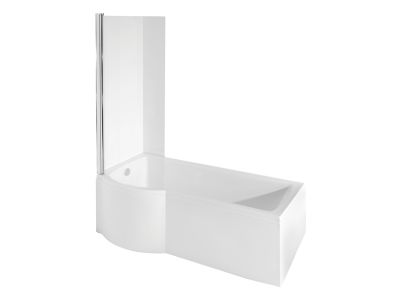 Cada baie asimetrica Besco Inspiro 150x70cm cu paravan sticla 1 element, orientare stanga