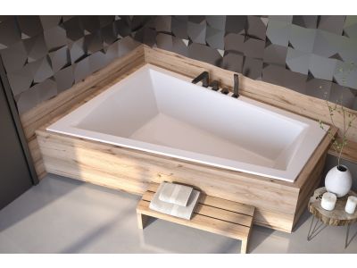 Cada baie asimetrica Besco Intima Duo Slim 170x125cm, acril, incastrabila, orientare stanga