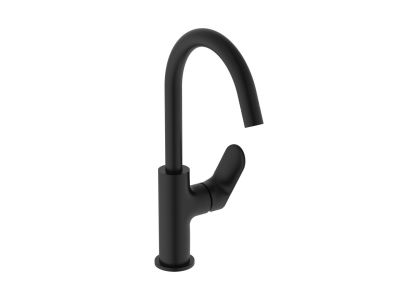 Baterie lavoar Ideal Standard Ceralife O cu pipa inalta, ventil click-clack, negru mat