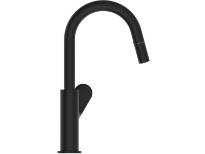 Baterie lavoar Ideal Standard Ceralife O cu dus extractibil, ventil click-clack, negru mat