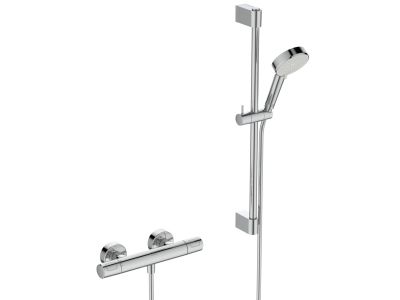 Baterie dus termostatata Ideal Standard Ceratherm T25 N cu set de dus 2 jet cu bara 64cm, crom