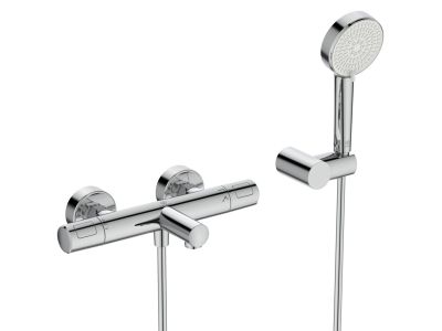 Baterie cada termostatata Ideal Standard Ceratherm T25 cu set de dus cu agatatoare, crom
