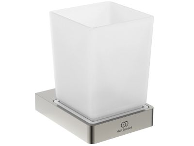 Pahar cu suport de perete Ideal Standard Conca Square silver storm