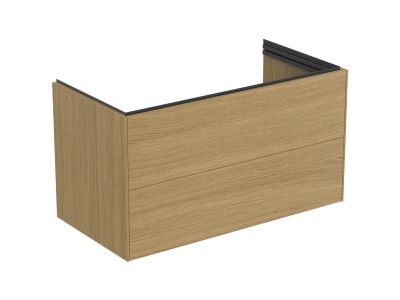 Dulap baza Ideal Standard Conca 100x50x55cm, cu 2 sertare, orientare stanga, stejar deschis