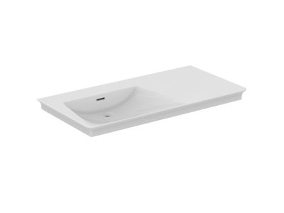 Lavoar asimetric Ideal Standard La Dolce Vita 106x53.5cm, fara orificiu baterie, orientare stanga, alb
