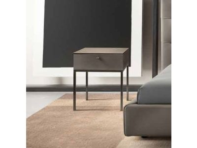 Noptiera Gamma K007-B, top Terra Ceramic, piele Pampas E933, baza metal Anthracite, HandMade in Italy