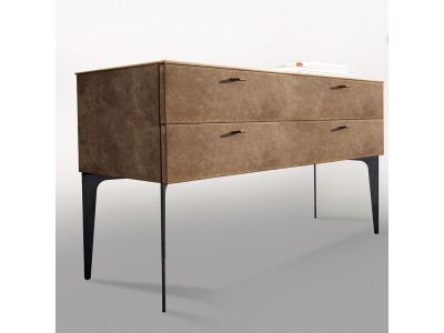 Comoda Gamma K008-D, top Terra Ceramic, piele Burt F613, picioare metal Dark Chrome, HandMade in Italy