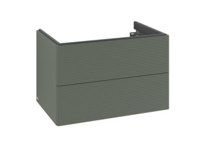 Dulap baza suspendat Villeroy & Boch Antao cu 2 sertare, 78.8x50.4cm, front texturat Leaf Green Matt