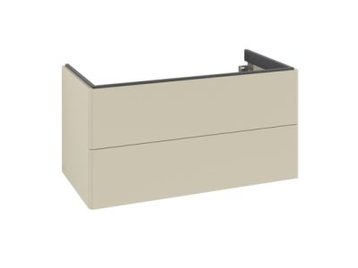 Dulap baza suspendat Villeroy & Boch Antao cu 2 sertare, 98.8x50.4cm, Silk Grey Matt