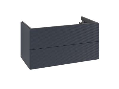 Dulap baza suspendat Villeroy & Boch Antao cu 2 sertare, 98.8x50.4cm, front texturat Midnight Blue Matt