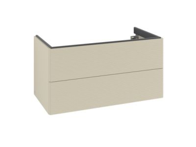 Dulap baza suspendat Villeroy & Boch Antao cu 2 sertare, 98.8x50.4cm, front texturat Silk Grey Matt