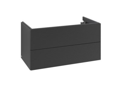 Dulap baza suspendat Villeroy & Boch Antao cu 2 sertare, 98.8x50.4cm, front texturat Black Matt