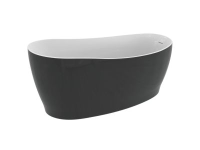 Cada freestanding Ideal Standard Around 180x85cm, cu sifon tip push-open inclus, alb lucios/negru