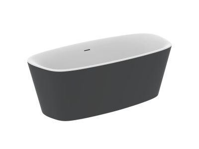 Cada freestanding Ideal Standard Dea 170x75cm, cu sifon tip push-open inclus, alb lucios/negru