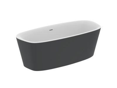 Cada freestanding Ideal Standard Dea 180x80cm, cu sifon tip push-open inclus, alb lucios/negru