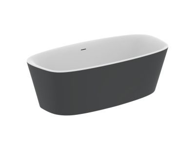 Cada freestanding Ideal Standard Dea 190x90cm, cu sifon tip push-open inclus, alb lucios/negru