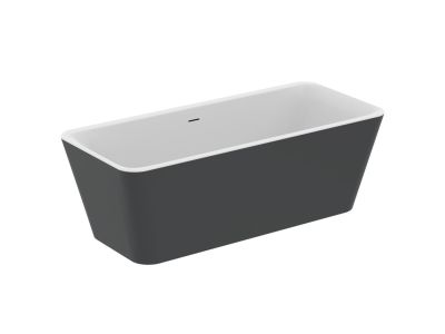 Cada freestanding Ideal Standard Tonic II 180x80cm, cu sifon tip push-open inclus, alb lucios/negru