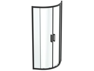 Cabina de dus semirotunda Ideal Standard Connect 2 80x80cm, usi culisante, sticla 6mm tratata IdealClean, profil negru mat