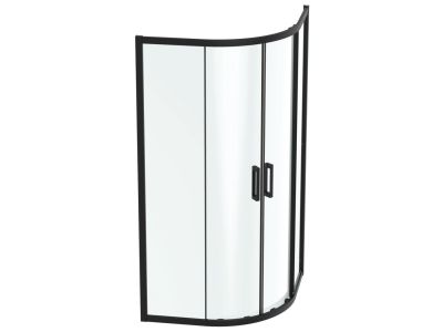 Cabina de dus semirotunda Ideal Standard Connect 2 100x100cm, usi culisante, sticla 6mm tratata IdealClean, profil negru mat