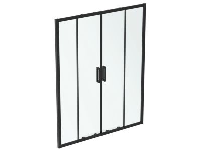 Usa de nisa culisanta tip cortina Ideal Standard Connect 2 160cm, sticla 6mm tratata IdealClean, profil negru mat