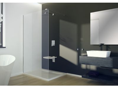 Cabina de dus Walk-in Besco Aveo 110cm, sticla securizata 8 mm, tratament ProClean