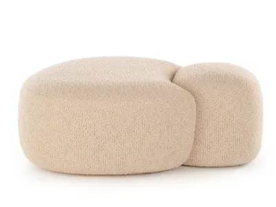 Pouf Kartell Aaland, design Patricia Urquiola, tapiterie boucle strech, crem