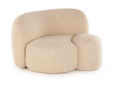Fotoliu Kartell Aaland, design Patricia Urquiola, orientare stanga, tapiterie boucle strech, crem