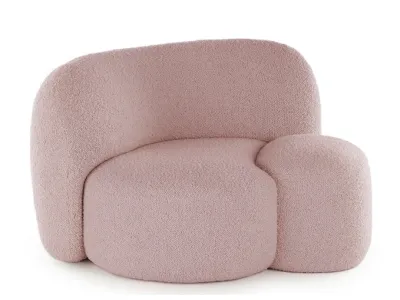 Fotoliu Kartell Aaland, design Patricia Urquiola, orientare stanga, tapiterie boucle strech, roz