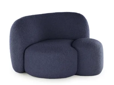 Fotoliu Kartell Aaland, design Patricia Urquiola, orientare stanga, tapiterie boucle strech, albastru